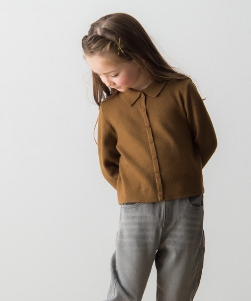 lulpini(ルルピー二)の「kids もっちりポロニット(ニット/セーター・キッズ・キャメル/ネイビー×ホワイト・S/M/L)」の12枚目の写真