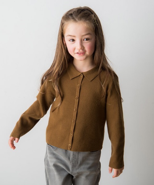 lulpini(ルルピー二)の「kids もっちりポロニット(ニット/セーター・キッズ・キャメル/ネイビー×ホワイト・S/M/L)」の15枚目の写真