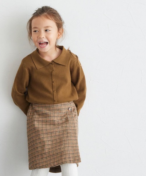 lulpini(ルルピー二)の「kids もっちりポロニット(ニット/セーター・キッズ・キャメル/ネイビー×ホワイト・S/M/L)」の19枚目の写真