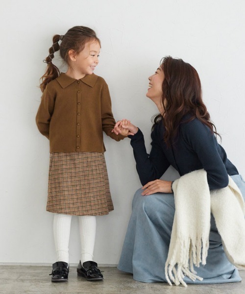 lulpini(ルルピー二)の「kids もっちりポロニット(ニット/セーター・キッズ・キャメル/ネイビー×ホワイト・S/M/L)」の22枚目の写真