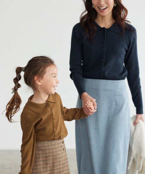 lulpini(ルルピー二)の「kids もっちりポロニット(ニット/セーター・キッズ・キャメル/ネイビー×ホワイト・S/M/L)」の11枚目の写真