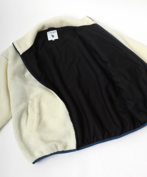 U.S. POLO ASSN.（ユーエスポロアッスン）の「U.S. POLO ASSN./ユーエスポロアッスン 別注 オーバーサイズ ボアジャケット レディース メンズ ブルゾン/ボアフリースジャケット（ブルゾン・メンズ・ブラック/ベージュ/ホワイト×ブラック/ホワイト×ネイビー/ダークベージュ・LL/M/L）」の12枚目の写真