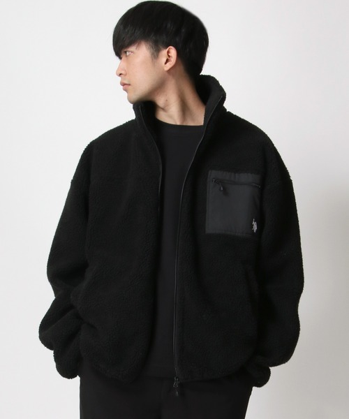 U.S. POLO ASSN.（ユーエスポロアッスン）の「U.S. POLO ASSN./ユーエスポロアッスン 別注 オーバーサイズ ボアジャケット レディース メンズ ブルゾン/ボアフリースジャケット（ブルゾン・メンズ・ブラック/ベージュ/ホワイト×ブラック/ホワイト×ネイビー/ダークベージュ・LL/M/L）」の22枚目の写真