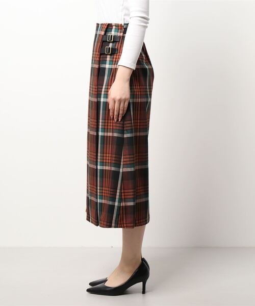 Te chichi（テチチ）の「【貴島明日香コラボ】ビッグチェックサイドバックルスカート（スカート・レディース・オレンジ/ブルー/ベージュ・MEDIUM/SMALL）」の10枚目の写真