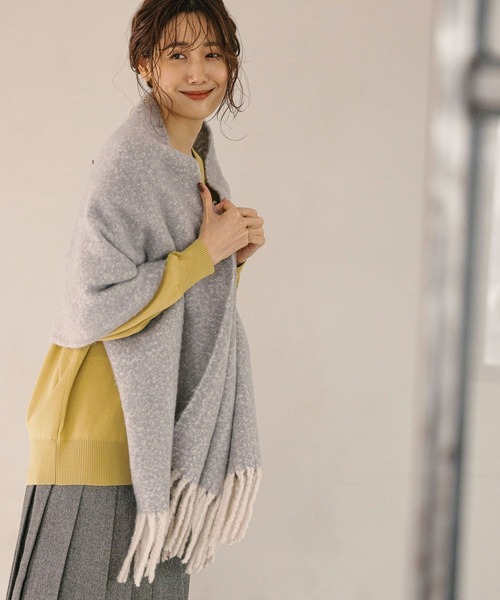 GLOBAL WORK（グローバルワーク）の「ボリュームフリンジストール/227967（マフラー・レディース・アイボリー/ブラック/グレー/ブラウン/グレイッシュベージュ/パープル・FREE）」の8枚目の写真