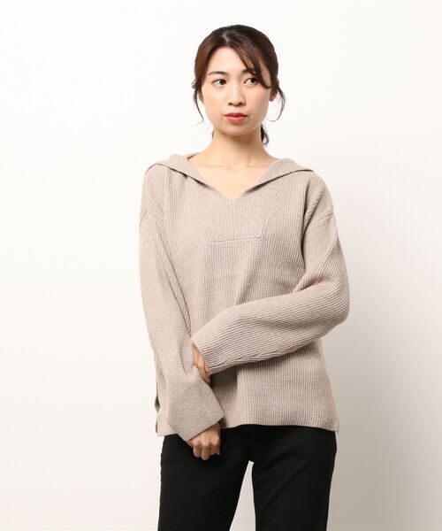 Te chichi（テチチ）の「両畦セーラーカラーニット（ニット/セーター・レディース・ブラック/ベージュ/グレー・ﾌﾘ-）」の8枚目の写真