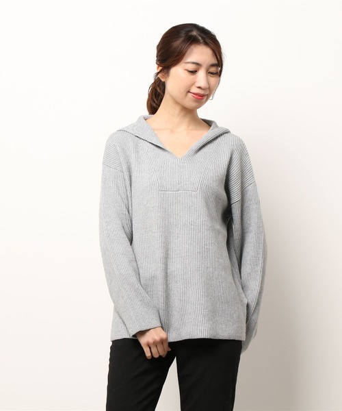 Te chichi（テチチ）の「両畦セーラーカラーニット（ニット/セーター・レディース・ブラック/ベージュ/グレー・ﾌﾘ-）」の7枚目の写真