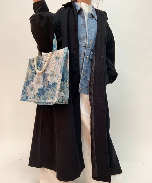 aimoha（アイモハ）の「ボリューム袖ロング丈後タックチェスターコート(裏地付き)（チェスターコート・レディース・ホワイト/ブラック/モカ/ブルー・FREE）」の3枚目の写真