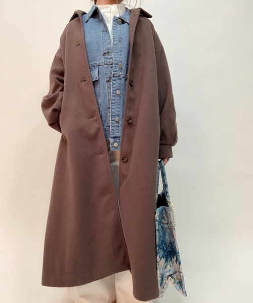 aimoha（アイモハ）の「ボリューム袖ロング丈後タックチェスターコート(裏地付き)（チェスターコート・レディース・ホワイト/ブラック/モカ/ブルー・FREE）」の4枚目の写真