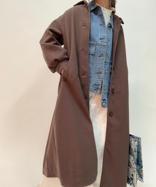 aimoha（アイモハ）の「ボリューム袖ロング丈後タックチェスターコート(裏地付き)（チェスターコート・レディース・ホワイト/ブラック/モカ/ブルー・FREE）」の13枚目の写真