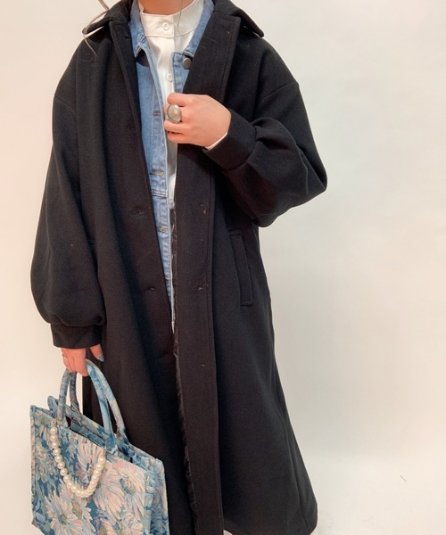 aimoha（アイモハ）の「ボリューム袖ロング丈後タックチェスターコート(裏地付き)（チェスターコート・レディース・ホワイト/ブラック/モカ/ブルー・FREE）」の16枚目の写真