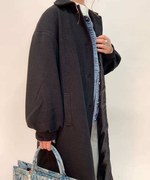 aimoha（アイモハ）の「ボリューム袖ロング丈後タックチェスターコート(裏地付き)（チェスターコート・レディース・ホワイト/ブラック/モカ/ブルー・FREE）」の6枚目の写真