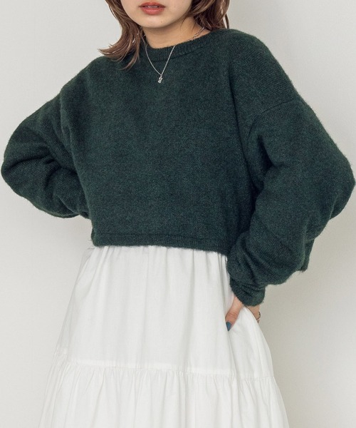 w closet（ダブルクローゼット）の「7Gニットショートクルーカーディガン（カーディガン/ボレロ・レディース・パープル/グレー/グリーン/キナリ・FREE）」の3枚目の写真