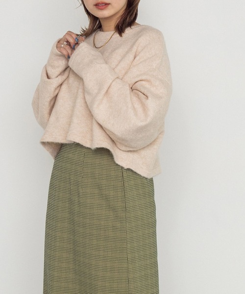 w closet（ダブルクローゼット）の「7Gニットショートクルーカーディガン（カーディガン/ボレロ・レディース・パープル/グレー/グリーン/キナリ・FREE）」の2枚目の写真