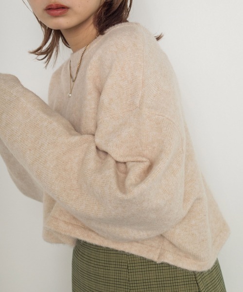 w closet（ダブルクローゼット）の「7Gニットショートクルーカーディガン（カーディガン/ボレロ・レディース・パープル/グレー/グリーン/キナリ・FREE）」の7枚目の写真