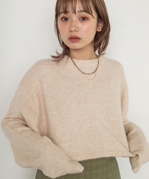 w closet（ダブルクローゼット）の「7Gニットショートクルーカーディガン（カーディガン/ボレロ・レディース・パープル/グレー/グリーン/キナリ・FREE）」の10枚目の写真