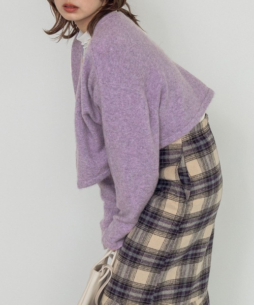 w closet（ダブルクローゼット）の「7Gニットショートクルーカーディガン（カーディガン/ボレロ・レディース・パープル/グレー/グリーン/キナリ・FREE）」の15枚目の写真
