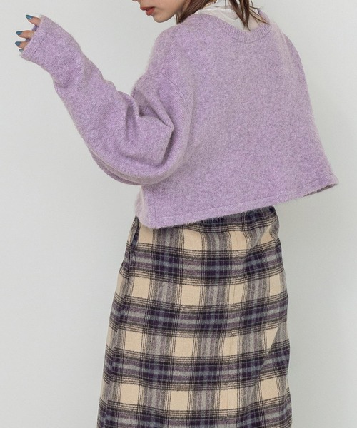 w closet（ダブルクローゼット）の「7Gニットショートクルーカーディガン（カーディガン/ボレロ・レディース・パープル/グレー/グリーン/キナリ・FREE）」の17枚目の写真