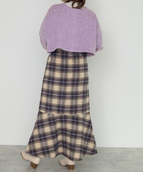 w closet（ダブルクローゼット）の「7Gニットショートクルーカーディガン（カーディガン/ボレロ・レディース・パープル/グレー/グリーン/キナリ・FREE）」の18枚目の写真