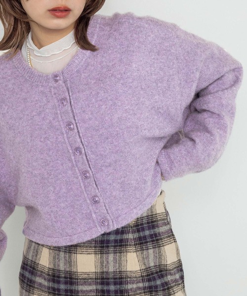 w closet（ダブルクローゼット）の「7Gニットショートクルーカーディガン（カーディガン/ボレロ・レディース・パープル/グレー/グリーン/キナリ・FREE）」の19枚目の写真