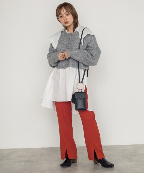 w closet（ダブルクローゼット）の「7Gニットショートクルーカーディガン（カーディガン/ボレロ・レディース・パープル/グレー/グリーン/キナリ・FREE）」の22枚目の写真