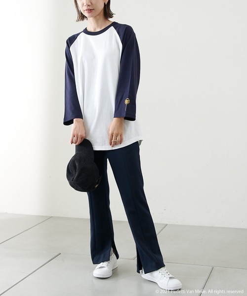 PAPILLONNER（パピヨネ）の「【OT】コラボラグランロンT（Tシャツ/カットソー・レディース・ネイビー/ブラック・FREE）」の3枚目の写真