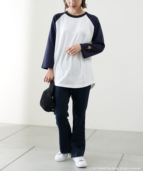 PAPILLONNER（パピヨネ）の「【OT】コラボラグランロンT（Tシャツ/カットソー・レディース・ネイビー/ブラック・FREE）」の4枚目の写真