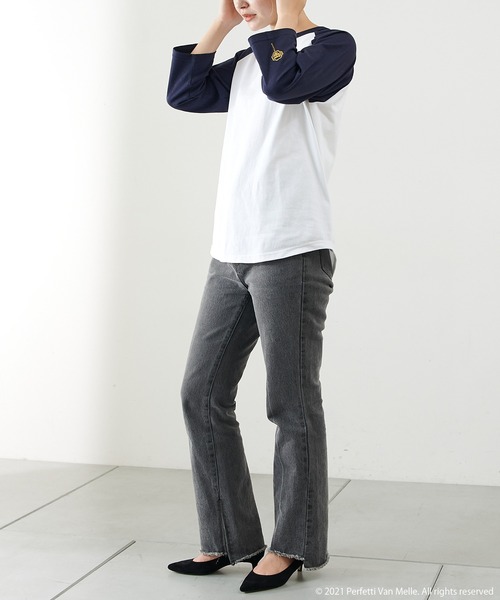 PAPILLONNER（パピヨネ）の「【OT】コラボラグランロンT（Tシャツ/カットソー・レディース・ネイビー/ブラック・FREE）」の11枚目の写真