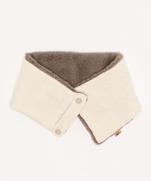 WHIPCREAM（ホイップクリーム）の「千鳥リンクスコンパクトマフラー（ベビー～10歳)（マフラー・キッズ・ブラウン/オフホワイト・kids-S）」の2枚目の写真