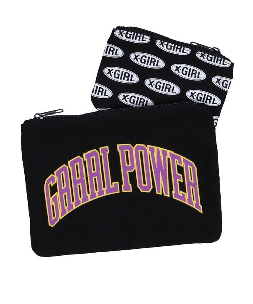 X-girl(エックスガール)の「CANVAS POUCH 2P SET(ポーチ・レディース・ホワイト/ブラック・ONE SIZE)」の10枚目の写真