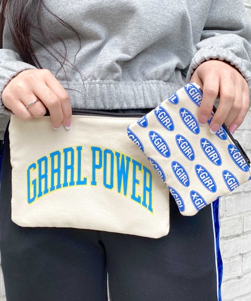 X-girl(エックスガール)の「CANVAS POUCH 2P SET(ポーチ・レディース・ホワイト/ブラック・ONE SIZE)」の19枚目の写真