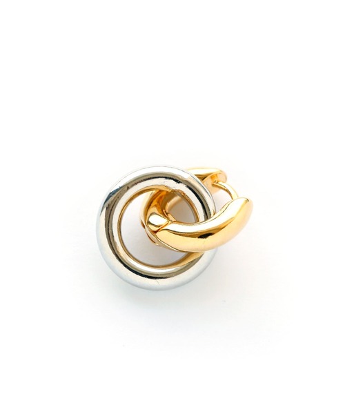 colleca la（コレカラ）の「[2WAY]ダブルリングピアス（ピアス（両耳用）・レディース・ゴールド/シルバー×ゴールド・ﾌﾘ-）」の3枚目の写真