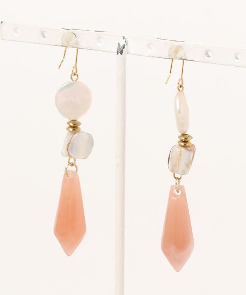 tone(トーン)の「【PetitBonheur accessories】パールと天然石(ピアス(両耳用)・レディース・ピンク・FREE)」の2枚目の写真