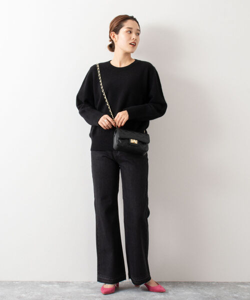 NOLLEY’S（ノーリーズ）の「ラクーン混クルーネックプルオーバーニット（ニット/セーター・レディース・ブラック/ベージュ/ラベンダー・38）」の15枚目の写真