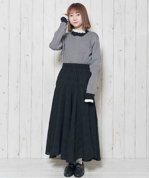 Clice de Paris(クリシェドゥパリス)の「K/ツートンフリルニット(ニット/セーター・レディース・ブラック/レッド・ONESIZE)」の8枚目の写真