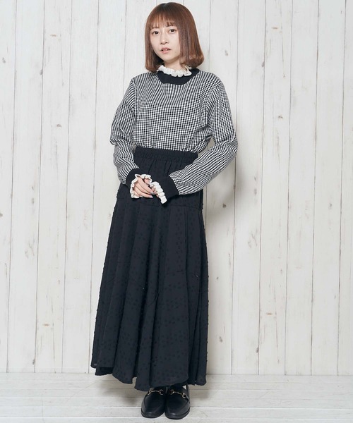 Clice de Paris(クリシェドゥパリス)の「K/ツートンフリルニット(ニット/セーター・レディース・ブラック/レッド・ONESIZE)」の7枚目の写真
