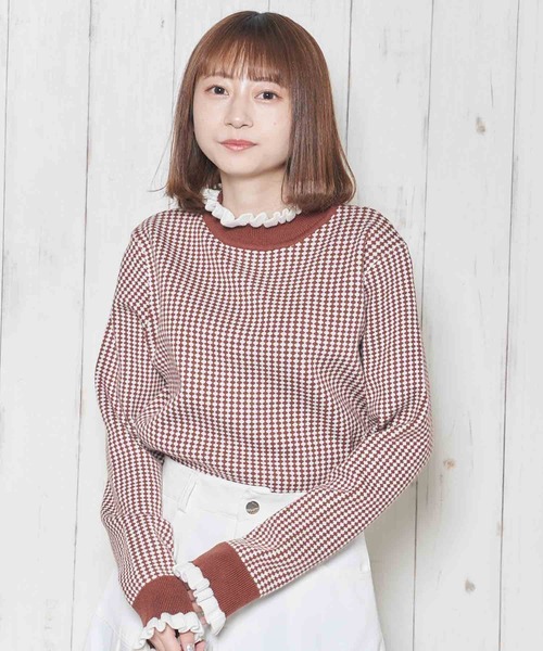 Clice de Paris(クリシェドゥパリス)の「K/ツートンフリルニット(ニット/セーター・レディース・ブラック/レッド・ONESIZE)」の10枚目の写真