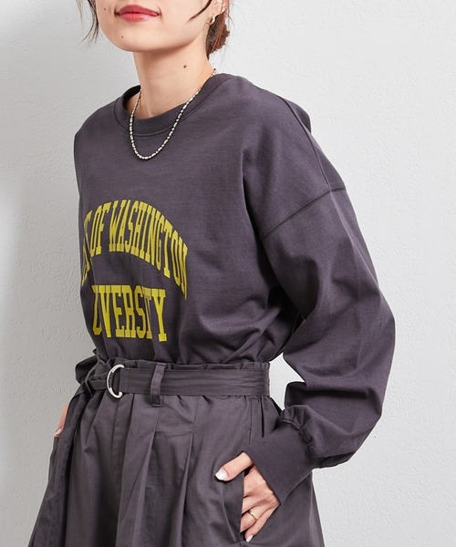 CIAOPANIC TYPY（チャオパニックティピー）の「USAコットンカレッジプリントスリットTEE（Tシャツ/カットソー・レディース・ホワイト/チャコールグレー/グレー系その他/ブルー・ONE SIZE）」の15枚目の写真