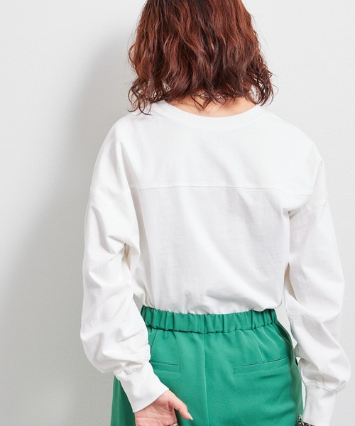 CIAOPANIC TYPY（チャオパニックティピー）の「USAコットンカレッジプリントスリットTEE（Tシャツ/カットソー・レディース・ホワイト/チャコールグレー/グレー系その他/ブルー・ONE SIZE）」の8枚目の写真