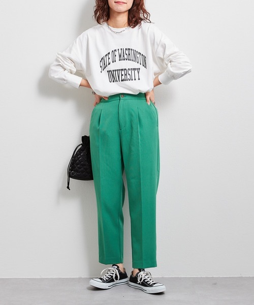 CIAOPANIC TYPY（チャオパニックティピー）の「USAコットンカレッジプリントスリットTEE（Tシャツ/カットソー・レディース・ホワイト/チャコールグレー/グレー系その他/ブルー・ONE SIZE）」の10枚目の写真