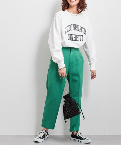 CIAOPANIC TYPY（チャオパニックティピー）の「USAコットンカレッジプリントスリットTEE（Tシャツ/カットソー・レディース・ホワイト/チャコールグレー/グレー系その他/ブルー・ONE SIZE）」の13枚目の写真