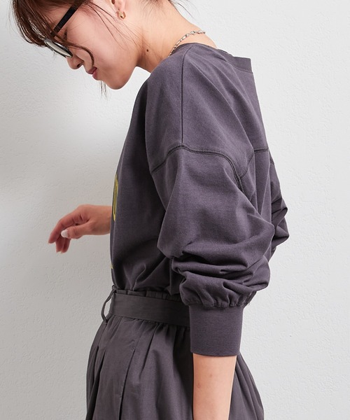 CIAOPANIC TYPY（チャオパニックティピー）の「USAコットンカレッジプリントスリットTEE（Tシャツ/カットソー・レディース・ホワイト/チャコールグレー/グレー系その他/ブルー・ONE SIZE）」の16枚目の写真