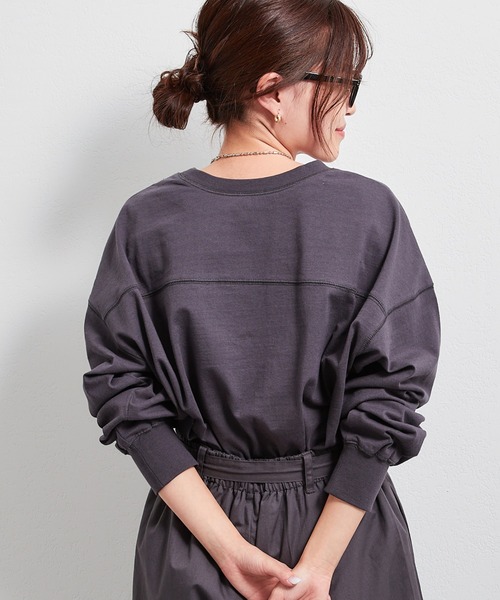 CIAOPANIC TYPY（チャオパニックティピー）の「USAコットンカレッジプリントスリットTEE（Tシャツ/カットソー・レディース・ホワイト/チャコールグレー/グレー系その他/ブルー・ONE SIZE）」の17枚目の写真