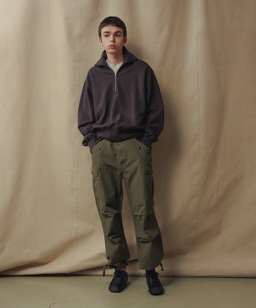 セール】【WILD LIFE TAILOR】反毛裏毛 ハーフジップ スウェット