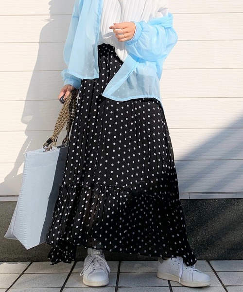 Q（キュー）の「ドットティアードスカート（スカート・レディース・ブラック系その他/グリーン系その他・MEDIUM）」の2枚目の写真