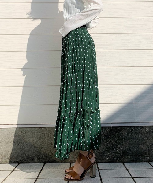 Q（キュー）の「ドットティアードスカート（スカート・レディース・ブラック系その他/グリーン系その他・MEDIUM）」の6枚目の写真