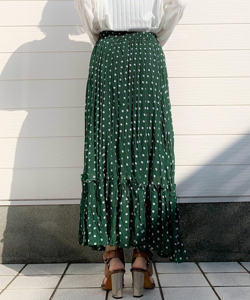 Q（キュー）の「ドットティアードスカート（スカート・レディース・ブラック系その他/グリーン系その他・MEDIUM）」の4枚目の写真