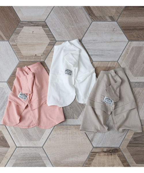 MAKE YOUR DAY（メイクユアデイ）の「レイヤード風サイドスリット半袖Tシャツ■80～140cm（Tシャツ/カットソー・キッズ・オフホワイト/サーモンピンク/ベージュ・100/120/110/80/90/130/140）」の9枚目の写真