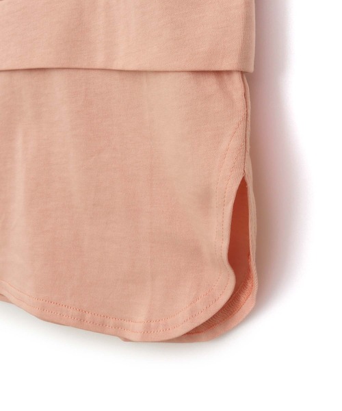 MAKE YOUR DAY（メイクユアデイ）の「レイヤード風サイドスリット半袖Tシャツ■80～140cm（Tシャツ/カットソー・キッズ・オフホワイト/サーモンピンク/ベージュ・100/120/110/80/90/130/140）」の19枚目の写真