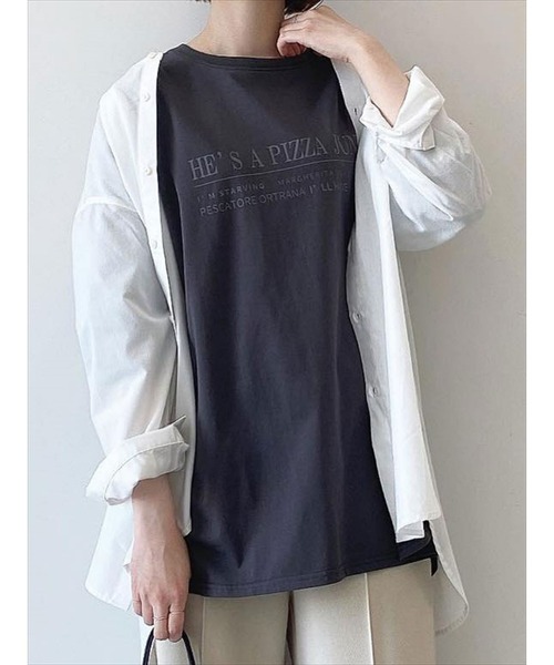 Samansa Mos2 blue(サマンサモスモスブルー)の「ロゴアソート長袖Tシャツ(Tシャツ/カットソー・レディース・シルバーグレー/オフホワイト/チャコール・フリ-)」の3枚目の写真